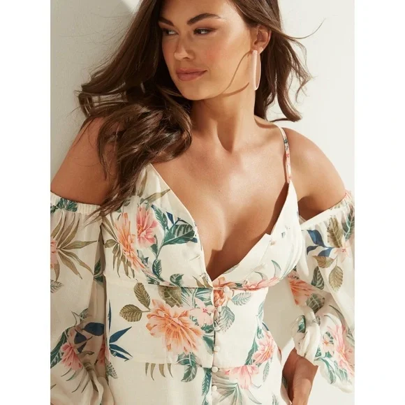 New GUESS Floral Print Dress SZ M - Picture 4 of 11